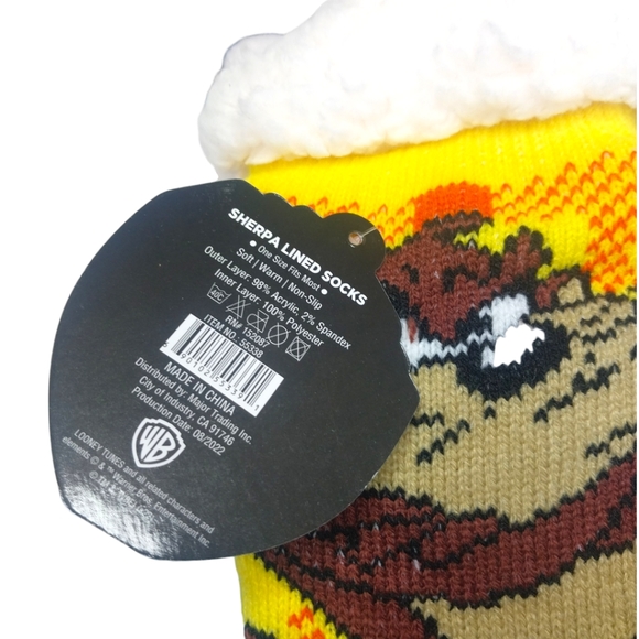 🥳 Free with Purchase- Tasmanian Devil Looney Sherpa Lined Slipper Socks - Picture 7 of 7
